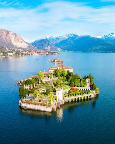 Isola,Bella,And,Stresa,Town,Aerial,Panoramic,View.,Isola,Bella