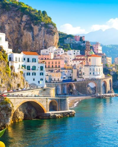 Amalfi,Cityscape,On,Coast,Line,Of,Mediterranean,Sea,,Italy.,This