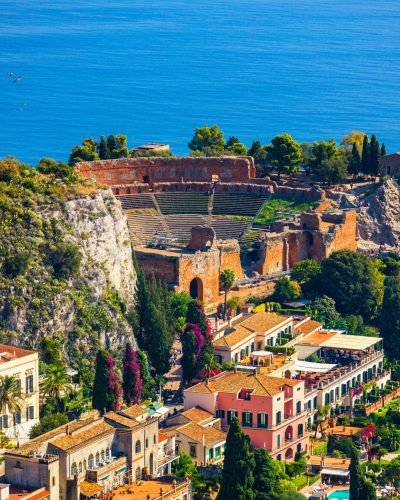 Ruins,Of,Ancient,Greek,Theater,In,Taormina,,Sicily,,Italy.,Taormina